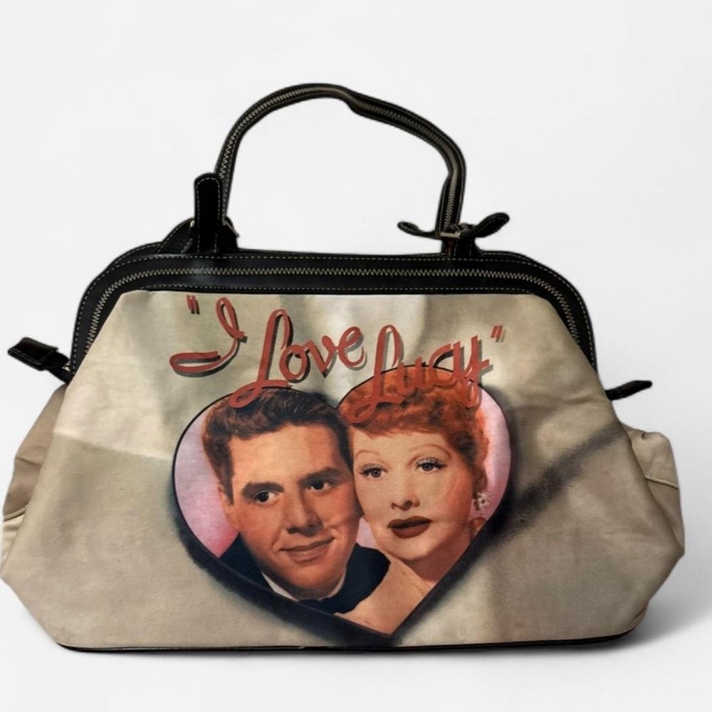I Love Lucy Themed Beige and Black Men's Bag